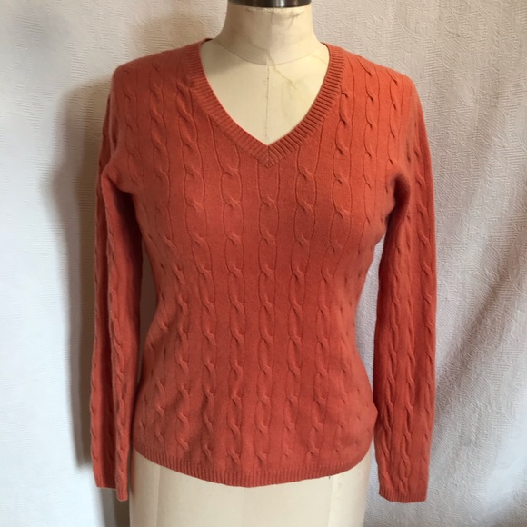 In Cashmere Sweaters - Evelyngrace S/M cashmere salmon vneck sweater
